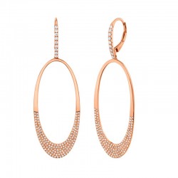 0.94ct 14k Rose Gold Diamond Pave Oval Earring