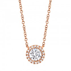 0.40ct Round Brilliant Center and 0.06ct Side 14k Rose Gold Diamond Necklace