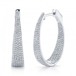 1.73ct 14k White Gold Diamond Pave Oval Hoop Earring
