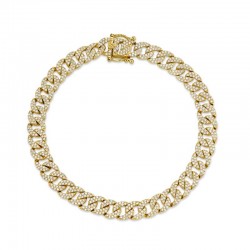 1.69ct 14k Yellow Gold Diamond Pave Chain Bracelet