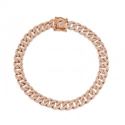 1.69ct 14k Rose Gold Diamond Pave Chain Bracelet