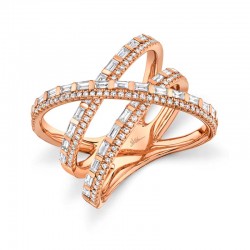 1.08ct 14k Rose Gold Diamond Baguette Bridge Ring