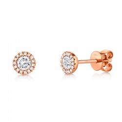 0.40ct Round Brilliant Center and 0.08ct Side 14k Rose Gold Diamond Stud Earring