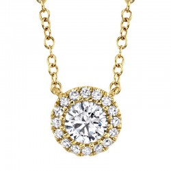 0.20ct Round Brilliant Center and 0.05ct Side 14k Yellow Gold Diamond Necklace