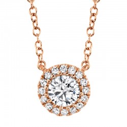 0.20ct Round Brilliant Center and 0.05ct Side 14k Rose Gold Diamond Necklace