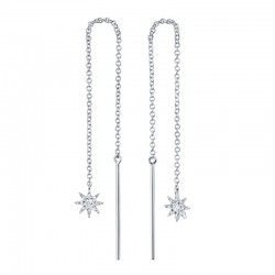 0.10ct 14k White Gold Diamond Star Threader Earring