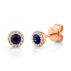 0.08ct Diamond & 0.28ct Blue Sapphire 14k Rose Gold Stud Earring