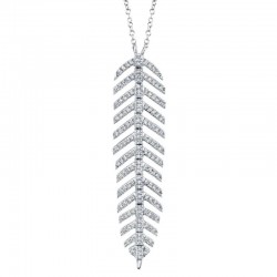 0.29ct 14k White Gold Diamond Feather Necklace