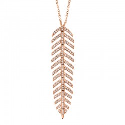 0.29ct 14k Rose Gold Diamond Feather Necklace