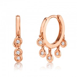 0.17ct 14k Rose Gold Diamond Hoop Earring