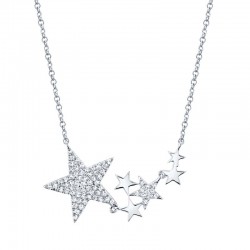 0.18ct 14k White Gold Diamond Star Necklace
