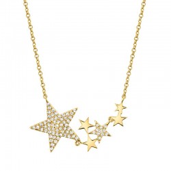 0.18ct 14k Yellow Gold Diamond Star Necklace