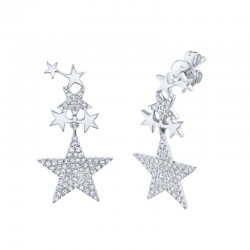0.35ct 14k White Gold Diamond Star Earring