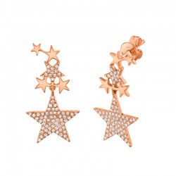 0.35ct 14k Rose Gold Diamond Star Earring