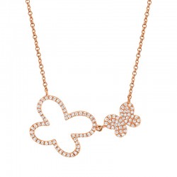 0.25ct 14k Rose Gold Diamond Butterfly Necklace