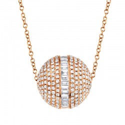 Ct 14k Rose Gold Diamond Baguette Barrel Necklace