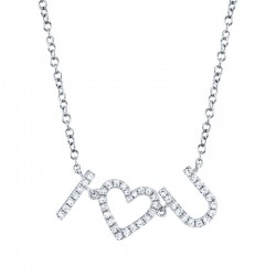 0.12ct 14k White Gold Diamond "I Heart U" Necklace
