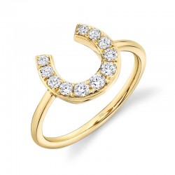 0.36ct 14k Yellow Gold Diamond Horseshoe Ring