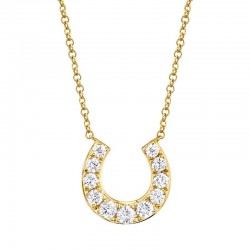 0.36ct 14k Yellow Gold Diamond Horseshoe Necklace