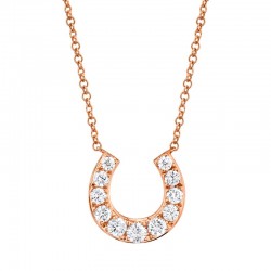 0.36ct 14k Rose Gold Diamond Horseshoe Necklace