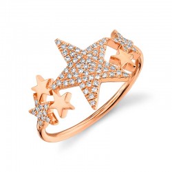 0.19ct 14k Rose Gold Diamond Pave Star Ring