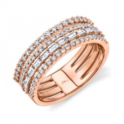 0.81ct 14k Rose Gold Diamond Baguette Ring