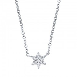 0.03ct 14k White Gold Diamond Star of David Necklace