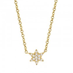 0.03ct 14k Yellow Gold Diamond Star of David Necklace