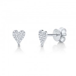 0.10ct 14k White Gold Diamond Pave Heart Stud Earring