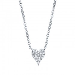 0.05ct 14k White Gold Diamond Pave Heart Necklace