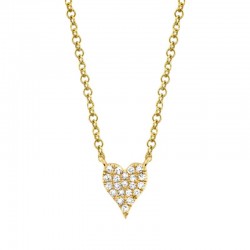 0.05ct 14k Yellow Gold Diamond Pave Heart Necklace