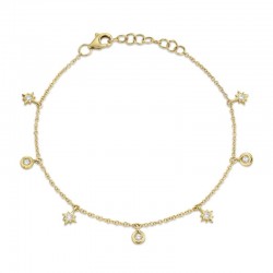 0.15ct 14k Yellow Gold Diamond Star Bracelet