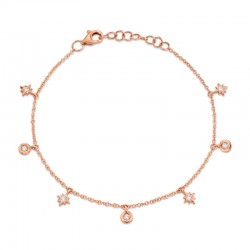 0.15ct 14k Rose Gold Diamond Star Bracelet