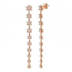 0.91ct 14k Rose Gold Diamond Flower Earring