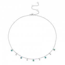 0.04ct Diamond & 0.75ct Composite Turquoise 14k White Gold Necklace