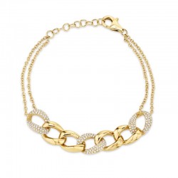 0.57ct 14k Yellow Gold Diamond Pave Chain Bracelet
