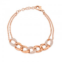 0.57ct 14k Rose Gold Diamond Pave Chain Bracelet