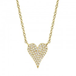0.11ct 14k Yellow Gold Diamond Pave Heart Necklace