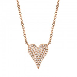 0.11ct 14k Rose Gold Diamond Pave Heart Necklace