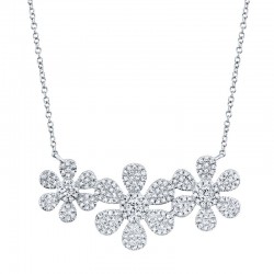 0.62ct 14k White Gold Diamond Flower Necklace