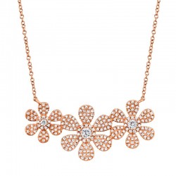0.62ct 14k Rose Gold Diamond Flower Necklace