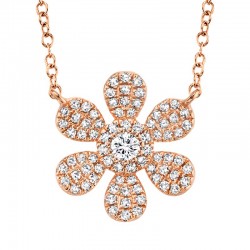 0.24ct 14k Rose Gold Diamond Flower Necklace