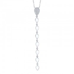 0.11ct 14k White Gold Diamond Lariat Necklace