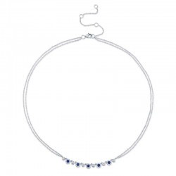 0.26ct Diamond and 0.36ct Blue Sapphire 14k White Gold Necklace