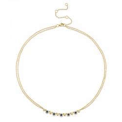 0.26ct Diamond and 0.36ct Blue Sapphire 14k Yellow Gold Necklace