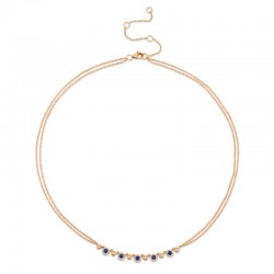 0.26ct Diamond and 0.36ct Blue Sapphire 14k Rose Gold Necklace