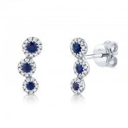 0.15ct Diamond and 0.26ct Blue Sapphire 14k White Gold Stud Earring