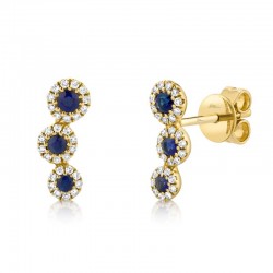 0.15ct Diamond and 0.26ct Blue Sapphire 14k Yellow Gold Stud Earring