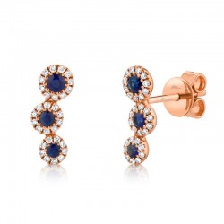 0.15ct Diamond and 0.26ct Blue Sapphire 14k Rose Gold Stud Earring