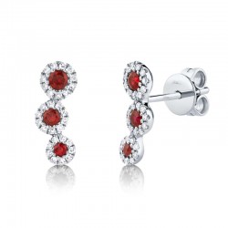 0.15ct Diamond and 0.25ct Ruby 14k White Gold Stud Earring